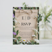 Cartons Réponse Rustic Wildflower Botanical Kraft Paper Wedding (Debout devant)
