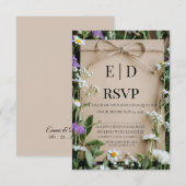 Cartons Réponse Rustic Wildflower Botanical Kraft Paper Wedding (Devant / Derrière)