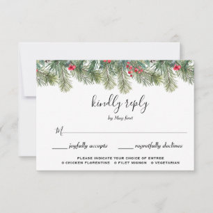 Cartons Réponse Rustic Winter Berry Pine Mariage de verdure