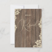 Cartons Réponse Rustic Wood and Lace Wedding Response Card (Dos)