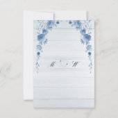 Cartons Réponse Rustic Wood Blue Floral Elegant Wedding (Dos)