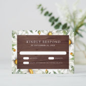 Cartons Réponse Rustic Wood Daisies Floral Wedding (Debout devant)