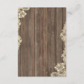 Cartons Réponse Rustic Wood Lace Wedding Details Enclosure Card (Dos)