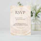 Cartons Réponse Rustic Wood Slice Tree Ring Wedding reserved seats (Debout devant)