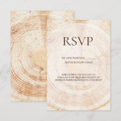 Cartons Réponse Rustic Wood Slice Tree Ring Wedding reserved seats (Devant / Derrière)