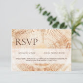 Cartons Réponse Rustic Wood Slice Tree Ring Wedding reserved seats (Debout devant)