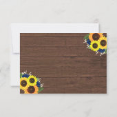 Cartons Réponse Rustic Wood Sunflower Marine Blue Roses Mariage RS (Dos)