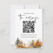 Cartons Réponse Rustic Woodland Automne Forest Code QR Mariage (Devant)