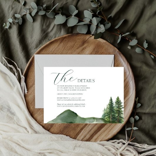 Cartons Réponse Rustic Woodland Mountain Forest Détails du Mariage