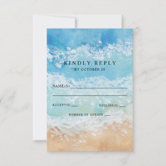 Cartons Réponse Rustique aquarelle été mer plage mariage (Devant)