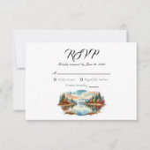 Cartons Réponse Rustique Autumn Lakeside Mariage forestier (Devant)