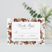 Cartons Réponse Rustique Bourgogne et ivoire Rose Mariage de repas (Debout devant)