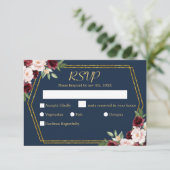 Cartons Réponse Rustique Bourgogne Floral Meal Choice Mariage (Debout devant)