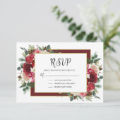 Cartons Réponse Rustique Bourgogne hiver Floral Mariage de Noël (Debout devant)