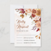 Cartons Réponse Rustique Bourgogne Terracotta Mariage Floral (Devant)