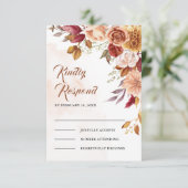 Cartons Réponse Rustique Bourgogne Terracotta Mariage Floral (Debout devant)