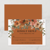 Cartons Réponse Rustique Brûlé Orange Rouille Brown Arc Floral Mar (Devant / Derrière)
