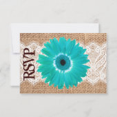 Cartons Réponse Rustique Burlap dentelle Turquoise marée de marée  (Dos)