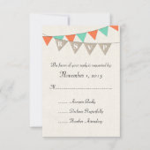 Cartons Réponse Rustique Burlap Turquoise Orange Pennant mariage R (Devant)