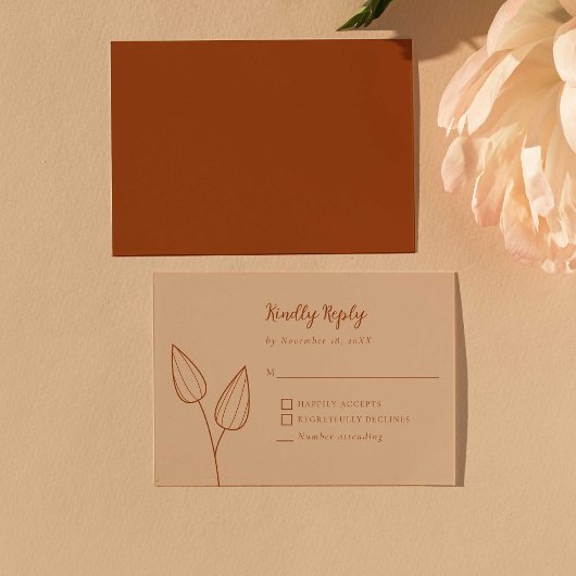 Cartons Réponse Rustique Burnt Orange Boho Mariage Élégant Minimal