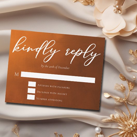 Cartons Réponse Rustique Burnt Orange Kindly Répondre Mariage Auto