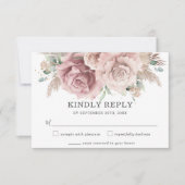 Cartons Réponse Rustique Chic Blush Dusty Rose Floral Pampas Maria (Devant)