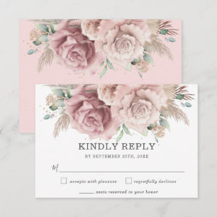 Cartons Réponse Rustique Chic Blush Dusty Rose Floral Pampas Maria