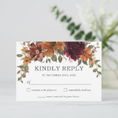 Cartons Réponse Rustique Chic Bourgogne Brûlé Orange Floral Mariag (Debout devant)