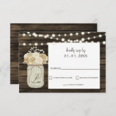 Cartons Réponse Rustique Country Mason Jar Daisy Grange Mariage en (Devant / Derrière)