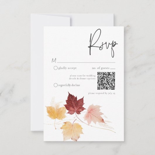 Cartons Réponse Rustique Delicy Rust Fall Feuilles QR Code (Devant)