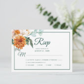 Cartons Réponse Rustique Élégant Emerald Vert Mariage de automne F (Debout devant)