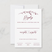 Cartons Réponse Rustique Elegant Fleur sauvage Bourgogne Mariage (Devant)