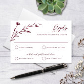 Cartons Réponse Rustique Elegant Fleur sauvage Bourgogne Mariage