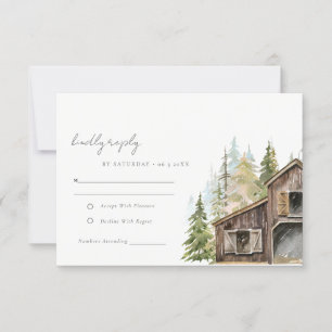 Cartons Réponse Rustique Elegant Pine Woods Forest Barnyard Mariag