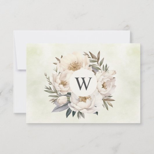 Cartons Réponse Rustique Elégant Verdure Blanc Floral Mariage (Dos)