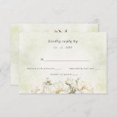 Cartons Réponse Rustique Elégant Verdure Blanc Floral Mariage (Devant / Derrière)