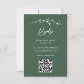 Cartons Réponse Rustique Fleur sauvage vert foncé QR Code Mariage (Devant)