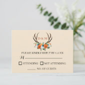 Cartons Réponse Rustique Floral Antlers BOHO Mariage (Debout devant)