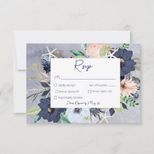 Cartons Réponse Rustique Floral Beach Mariage nautique
