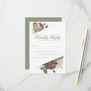 Cartons Réponse Rustique Floral Bourgogne Marsala Blush Roses Mode