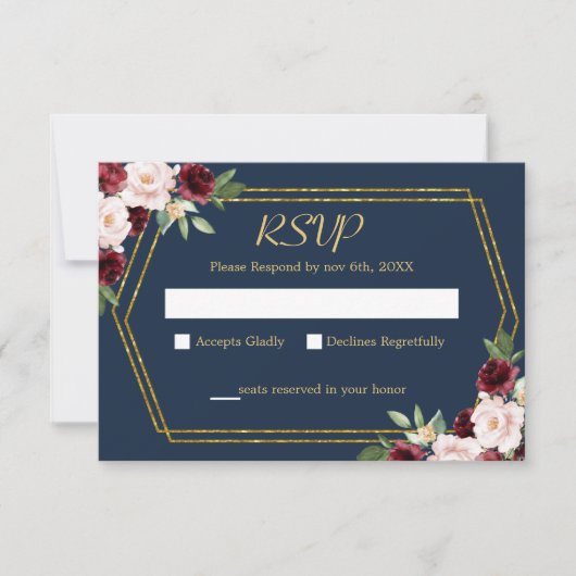 Cartons Réponse Rustique Floral géométrique manuscrit Mariage de s (Devant)