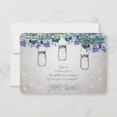 Cartons Réponse Rustique Luxe Mason Jar Navy Turquoise Peacock (Dos)