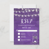Cartons Réponse Rustique Mason Jar String éclat Violet Mariage RSV (Devant)