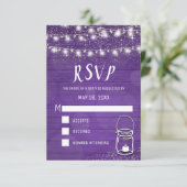 Cartons Réponse Rustique Mason Jar String éclat Violet Mariage RSV (Debout devant)