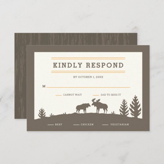 Cartons Réponse Rustique Moose Mariage extérieur (Devant / Derrière)