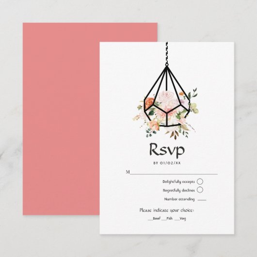 Cartons Réponse Rustique Pastel Floral Terrarium Jardin Mariage (Devant / Derrière)