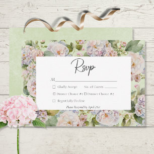 Cartons Réponse Rustique Pastel Hydrangea Floral Monogramme Sage V