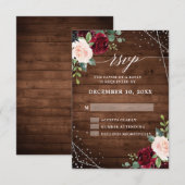 Cartons Réponse Rustique Pays Bois Géométrique Bourgogne Floral (Devant / Derrière)