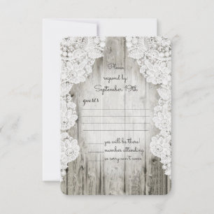 Cartons Réponse Rustique Pays Faux Lace Grange Mariage en bois