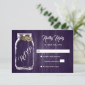 Cartons Réponse Rustique Purple Pays Bois Coeur Mason Jar Mariage (Debout devant)